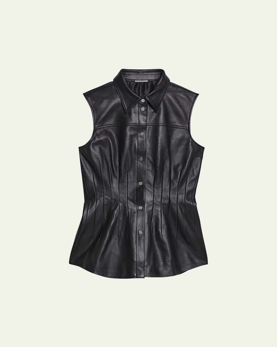 Sleeveless Darted Leather Shirt